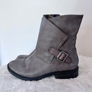 Blowfish gray side buckle ankle boot